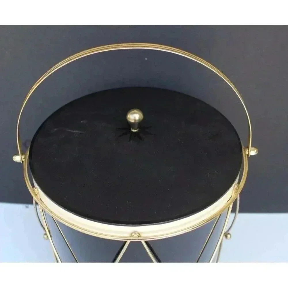 Vtg Mid Century Thermos Ice Tub, Ice Bucket, Black Drum, Model 9940, Made in USA